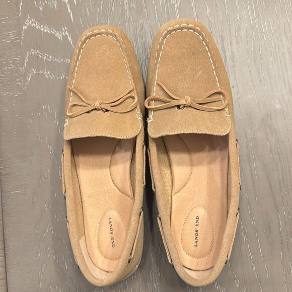 Lands’ End Women’s Size 11 Tan Natural Suede Leather Moccasins Slip On Shoes New - Picture 11 of 12